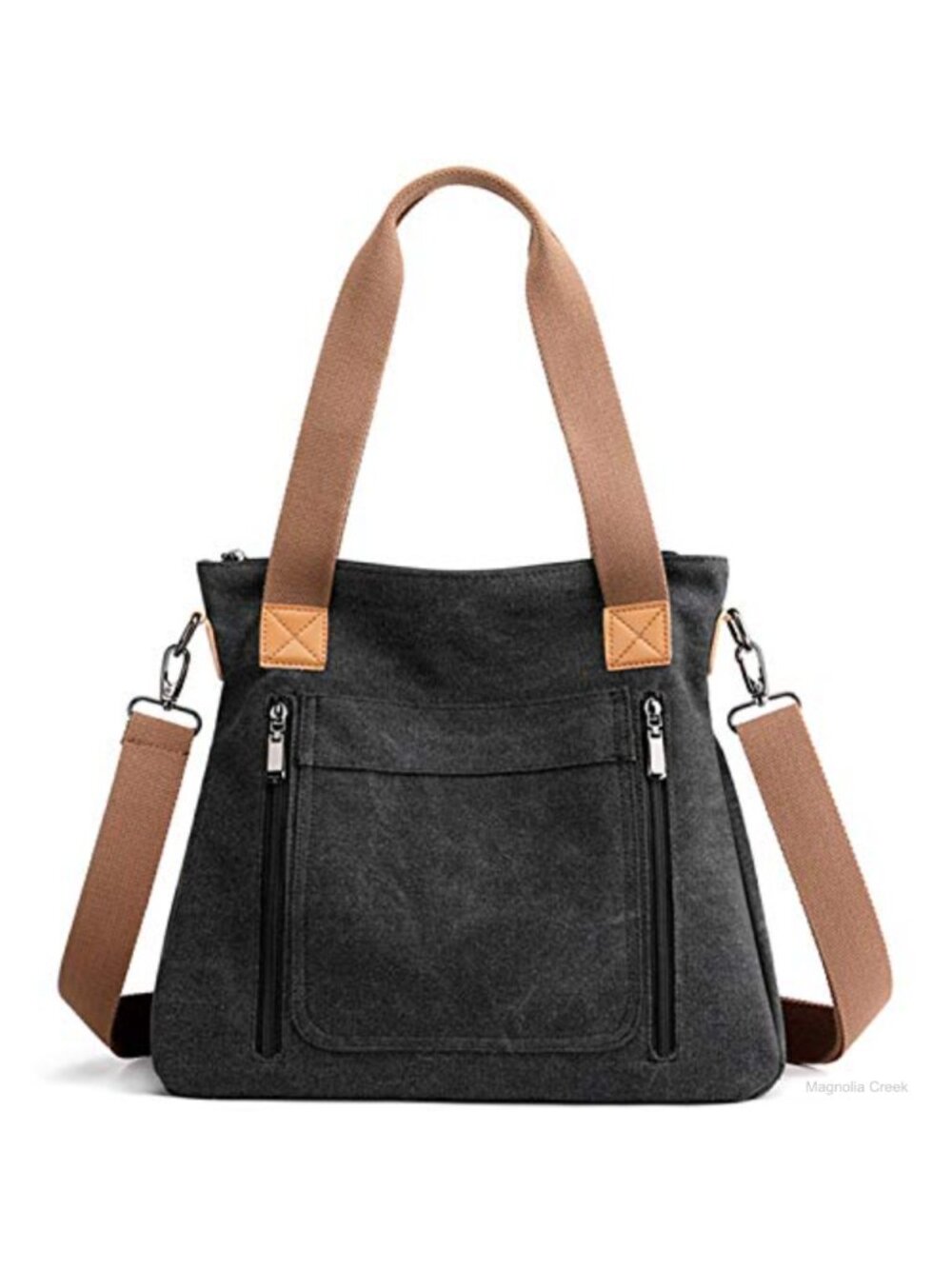 Canvas Tote Bag Multi-Pocket Shoulder Crossbody Work Handbag